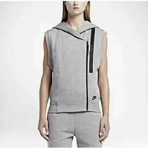 Nike Women's Tech Fleece‎ Cape Vest Hoodie Gray Black Size Medium